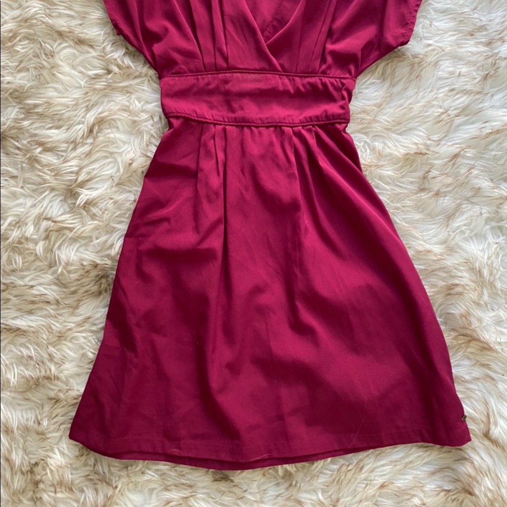 Hot pink *faux* silk mini dress